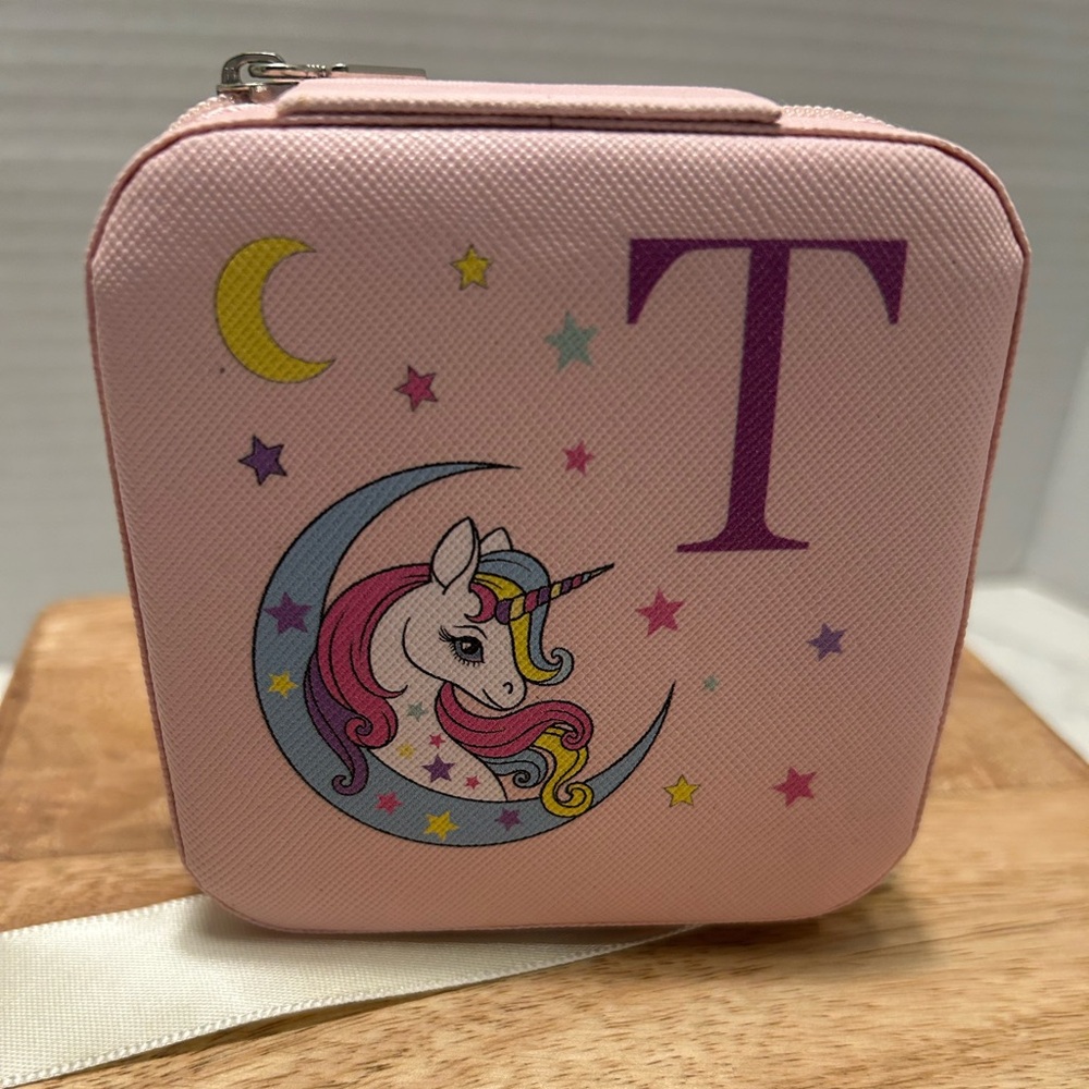 Pink Unicorn Jewelry Case with T
